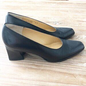 Vintage Coach Black Leather Block Heels Size 6.5